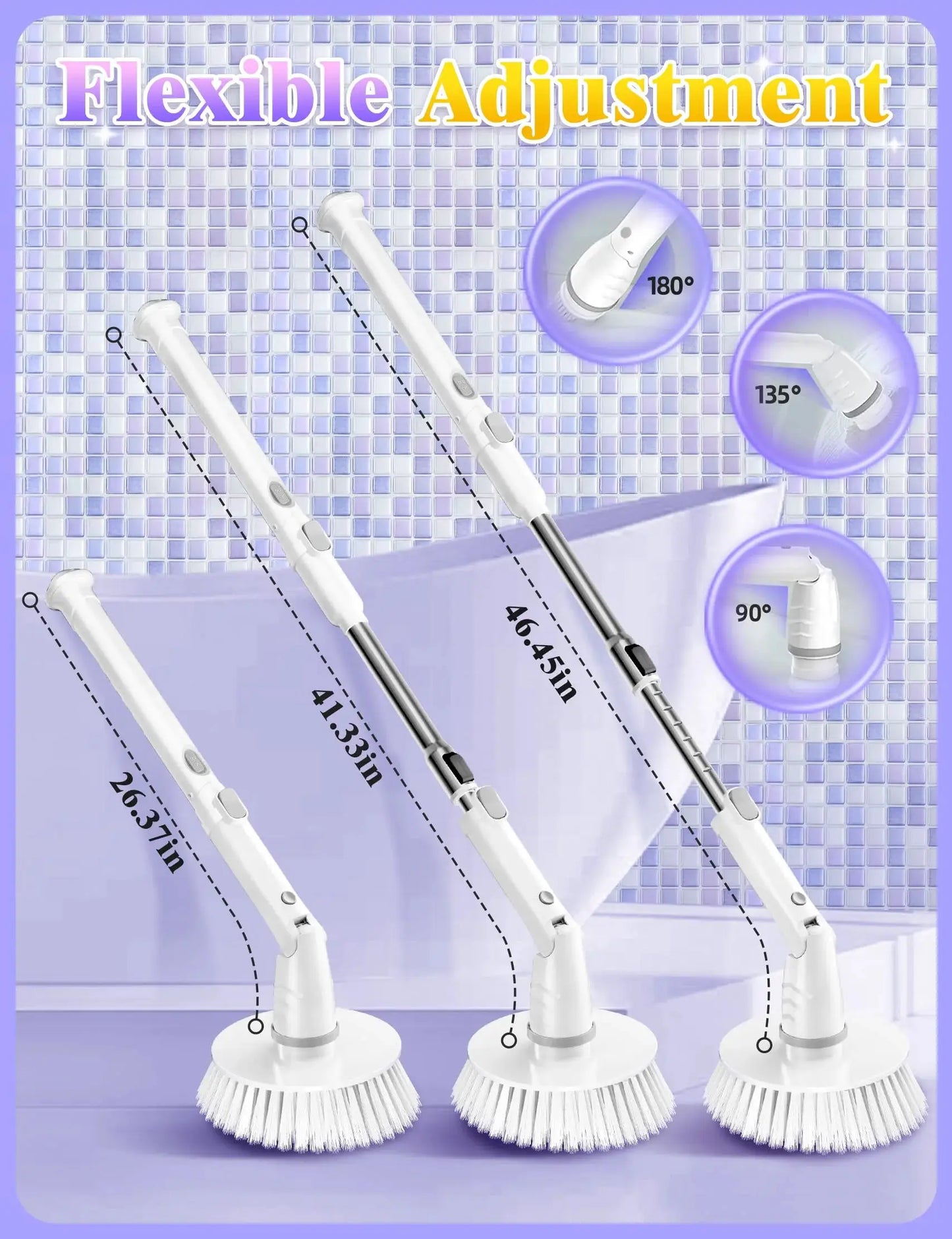Electric Spin Scrubber | 6 Brush Heads | Long Reach Handle | 11-in-1 Surfaces