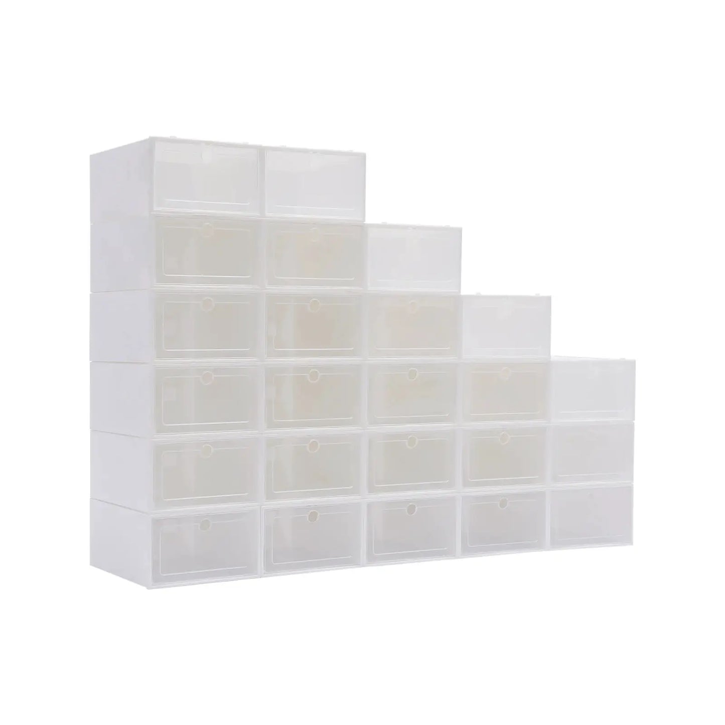 24pcs/set Transparent Plastic Shoe Case Large Thickened Shoe Box Stackable Organizer Drawer Shoe Rack White from PriceLows™