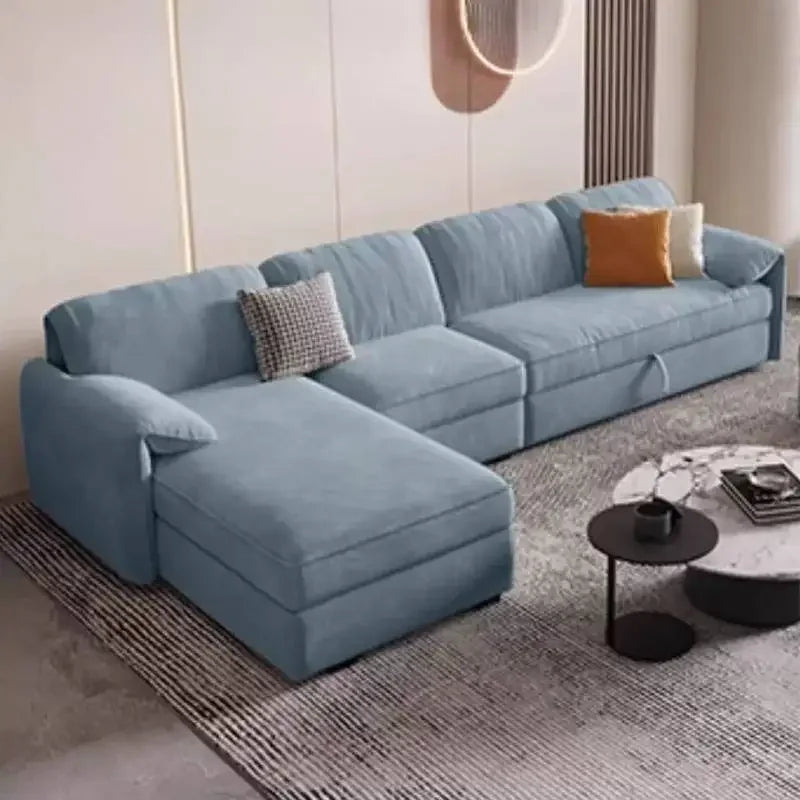 Living Room Sofa | Light Blue Gray | High Back Bubble Design | One Size