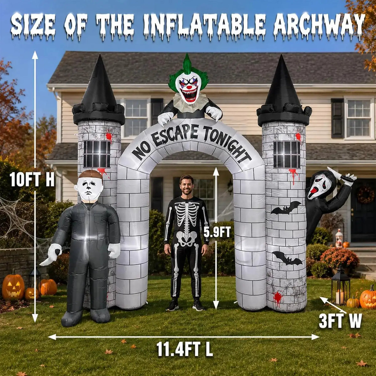 Halloween Inflatable Archway | 10Ft Height | Built In Led Lights | 11Ft Width