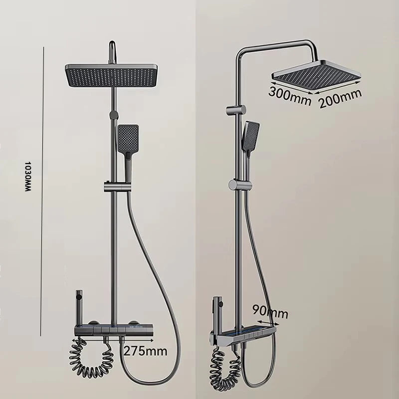 Shower System | Grey Finish | Digital Display | Wall-Mounted Aluminum