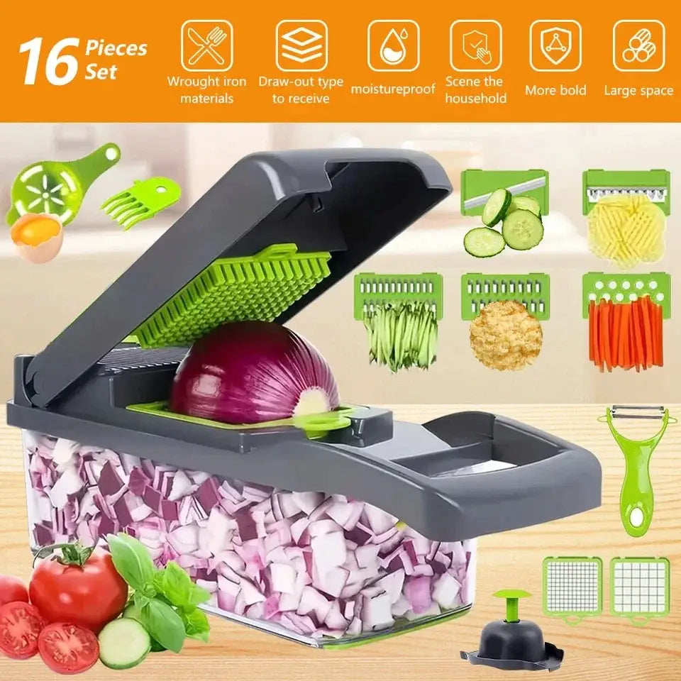 Vegetable Chopper | 16-In-1 Functionality | Dicer Slicer Onion Cutter