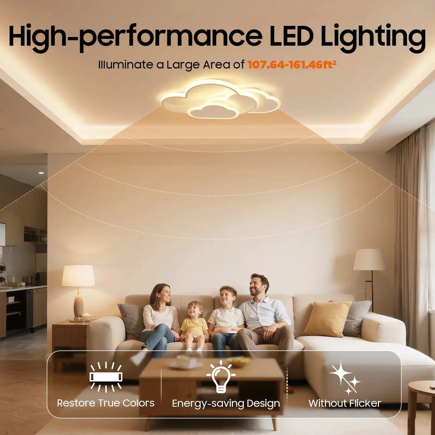 Cloud Shape LED Ceiling Light Fixture Modern 3-Color Lighting Acrylic Ceiling Lamp for Living Room Bedroom Kid's Room 52x31cm from PriceLows™