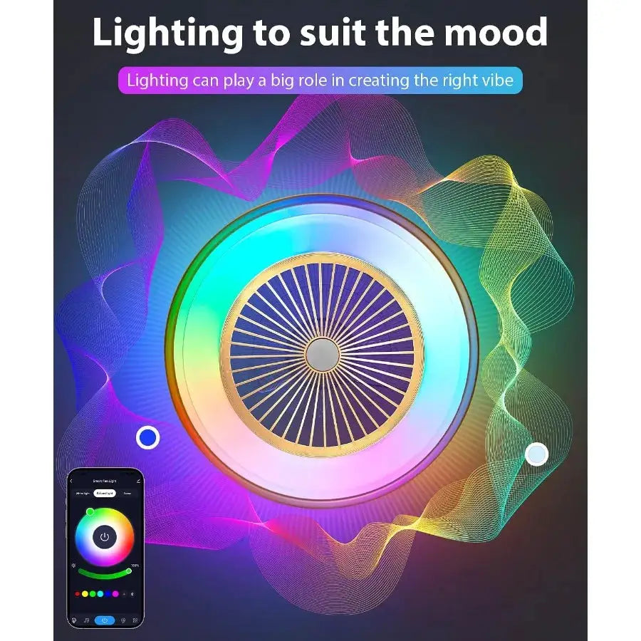 2in1 Low Profile Ceiling Fan with Light 24 Caged Safety Design for RGB Color Smart APP Remote Control Quiet Flush Mount DC Moto from PriceLows™