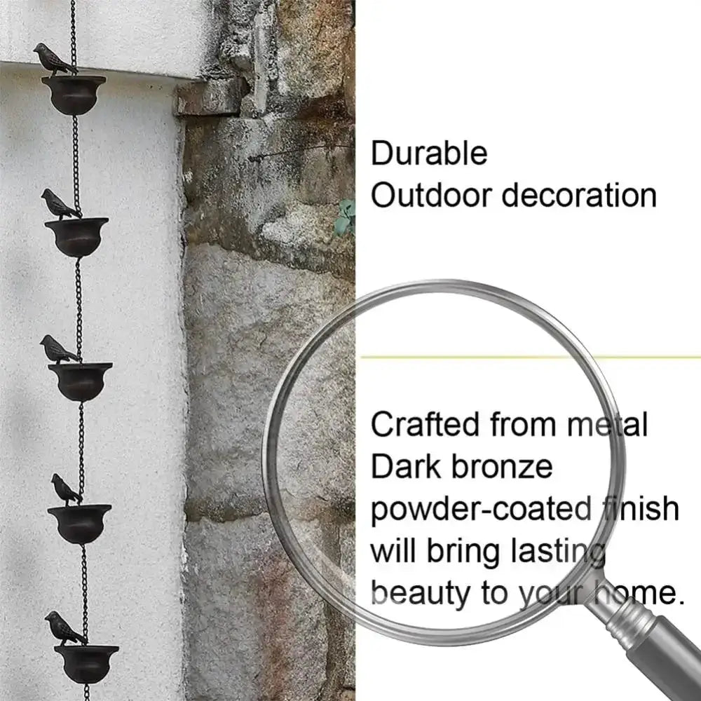 8 Feet Birds On Cups Rain Chain Mobile Metal Rainwater Catcher Chain Replacement Downspout Drainage Rain Chain for Gutter Roof from PriceLows™