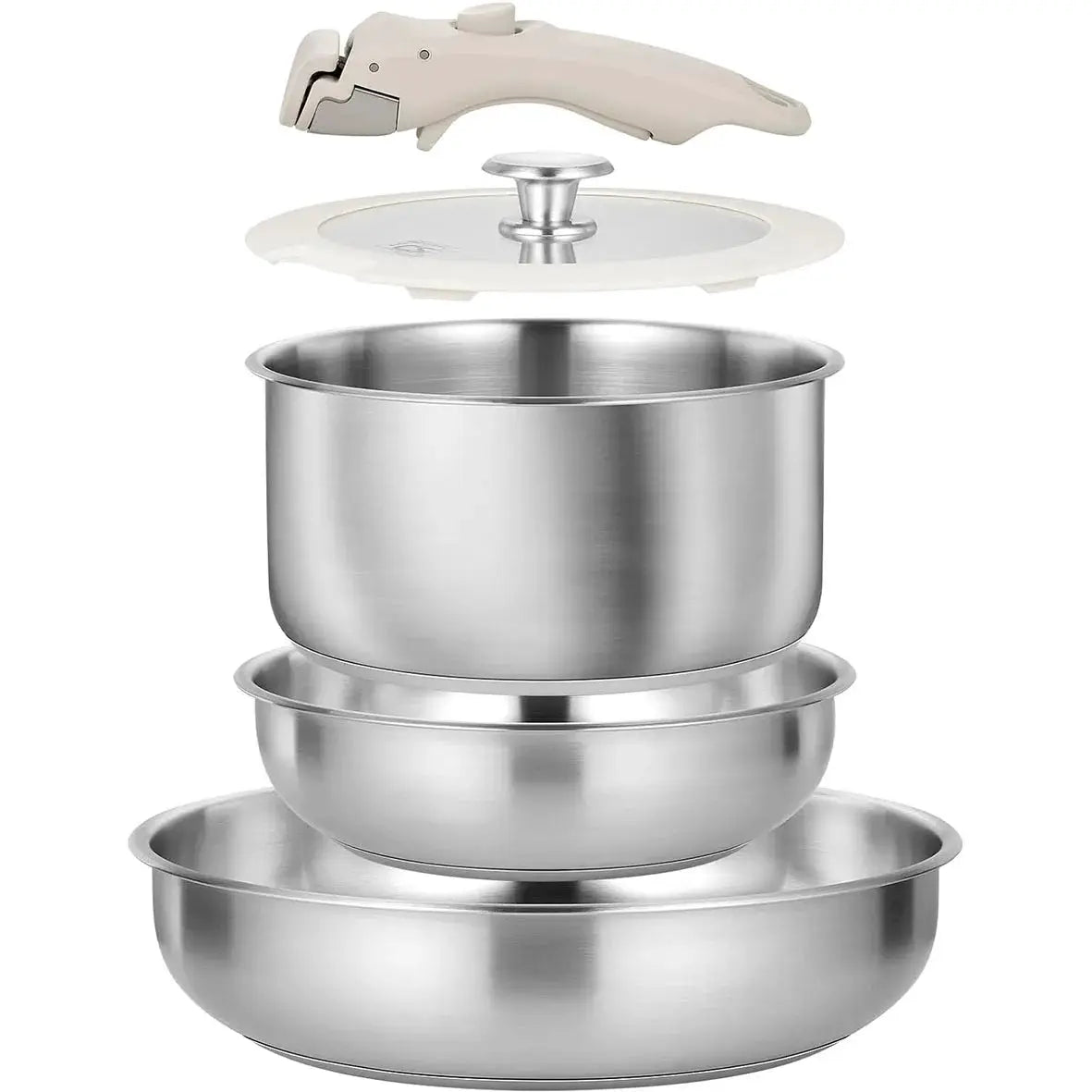 KOCH SYSTEME CS Stainless Steel Pots and Pans Set, 7 Piece Stainless Steel Cookware Set with Detachable Handle from PriceLows™