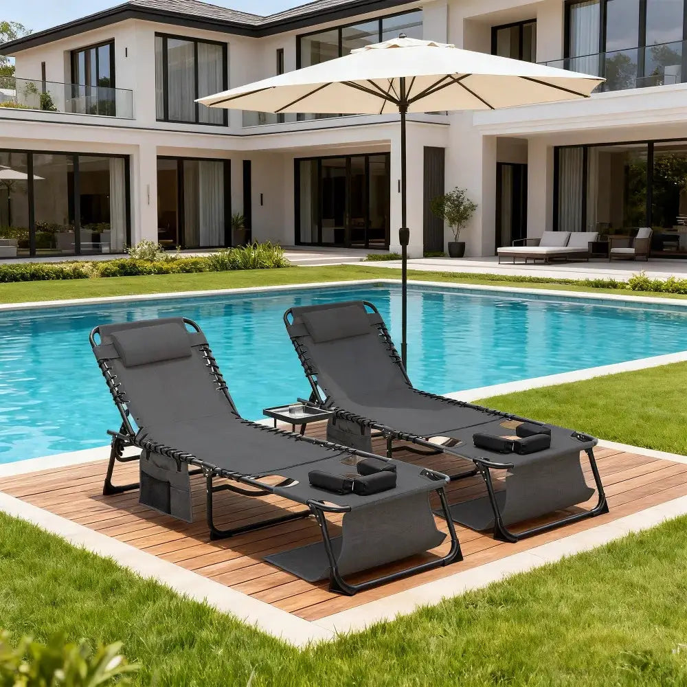 Face Down Chaise Lounge Chair 5-Position Adjustable Foldable Tanning Chair with Face & Arm Holes for Pool Beach Patio Lawn 2Pcs from PriceLows™