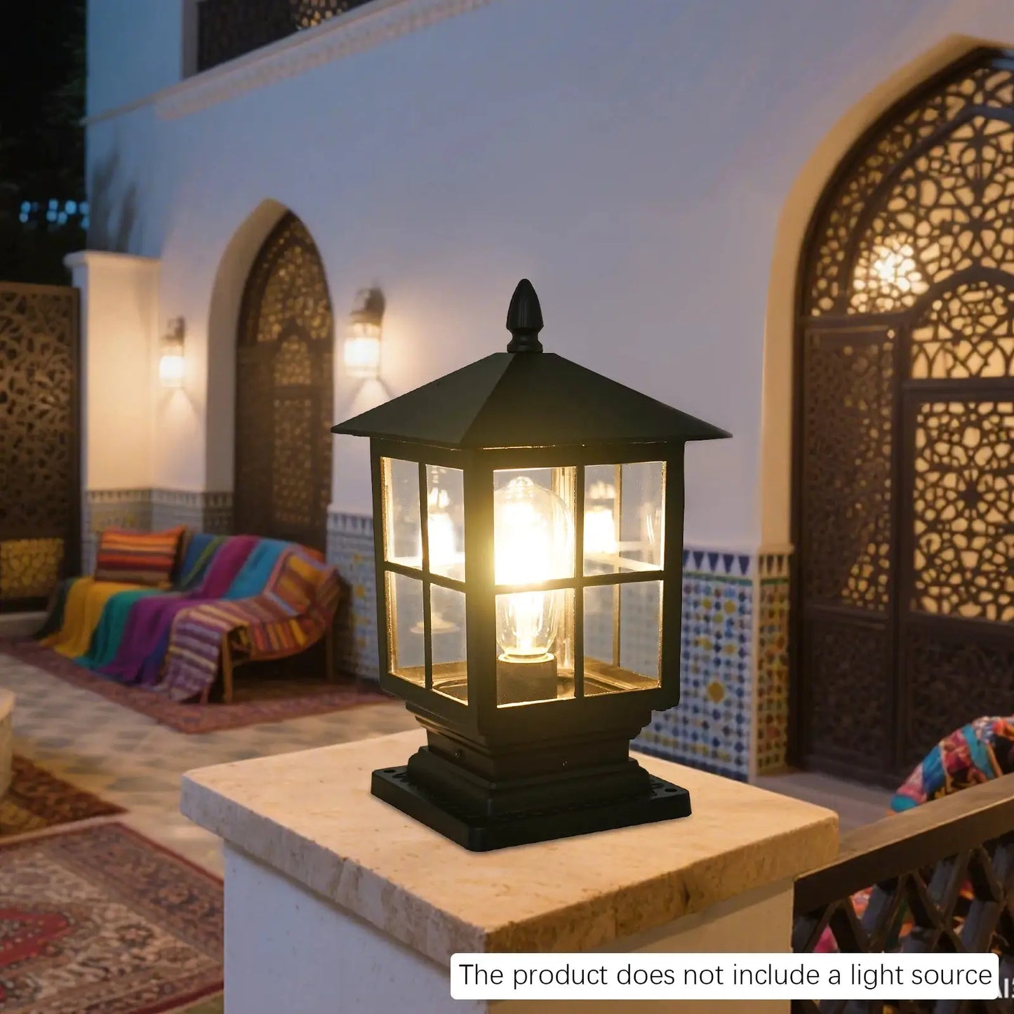 Retro and Elegant Post Light, Aluminum Alloy Post Light, Outdoor Post Lantern E27 for Indoor & Outdoor,Porches, Paths, Entrances from PriceLows™