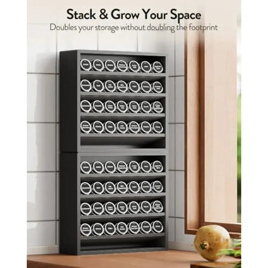 Freestanding Seasoning Rack for Countertop, Cupboard, Pantry, Kitchen, 13.18 x 4.13 x 12.2 inches Spice Jars Not Included from PriceLows™