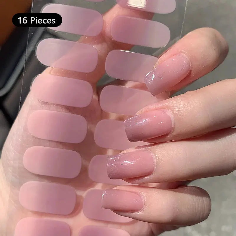 14/16Tips Full Cover Gradient Nail Stickers Multi Color Self Adhesive Slider No Need UV Lamp Cured Press ON Nail Decal from PriceLows™