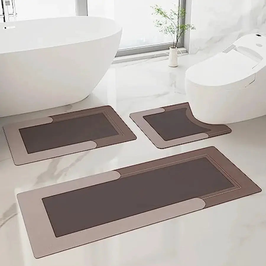 Bathroom Rugs Set 3 Pcs Bath Mat with Toilet Mats U-Shaped Non-Slip Water Absorbent Rubber Bathroom Mats for Tub Shower and Bat from PriceLows™