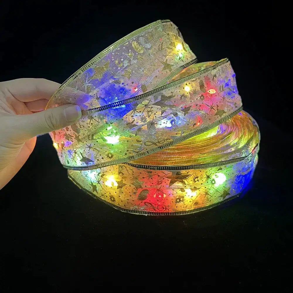 Christmas Tree String Lights | Copper Wire With Ribbon Bows | 5M 10M
