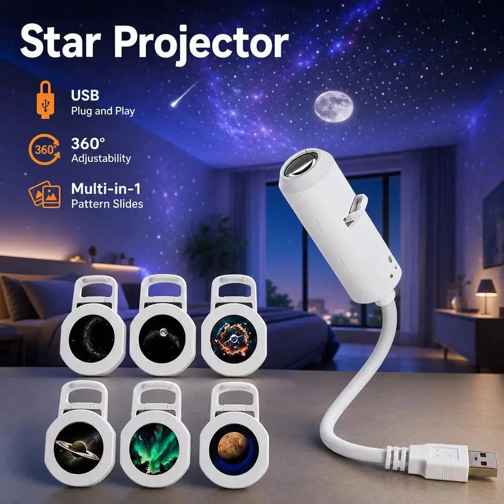 Galaxy Projection Light | Adjustable Focus | Rechargeable Battery | 8.7 Inch