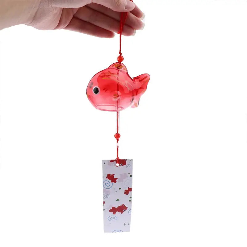 Wind Chime Chimes Japanese Glass Bell Bells Style Goldfish Garden Hanging Outdoor Decor Pendant Furin Decorative Fish Ornament from PriceLows™
