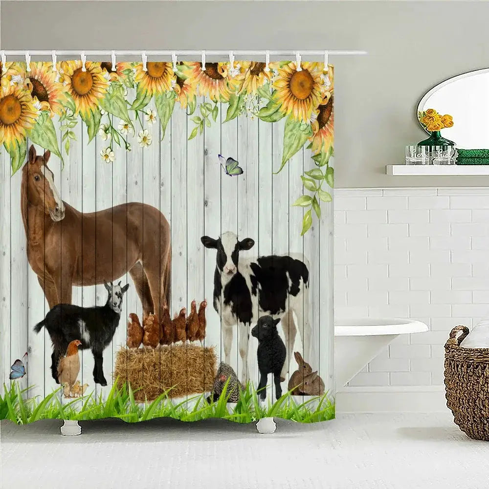 VIKAMA Funny Shower Curtains Bathroom Curtain With Hooks Decor Waterproof Cute Cat Dinosaur 3D Cortinas De Ducha from PriceLows™