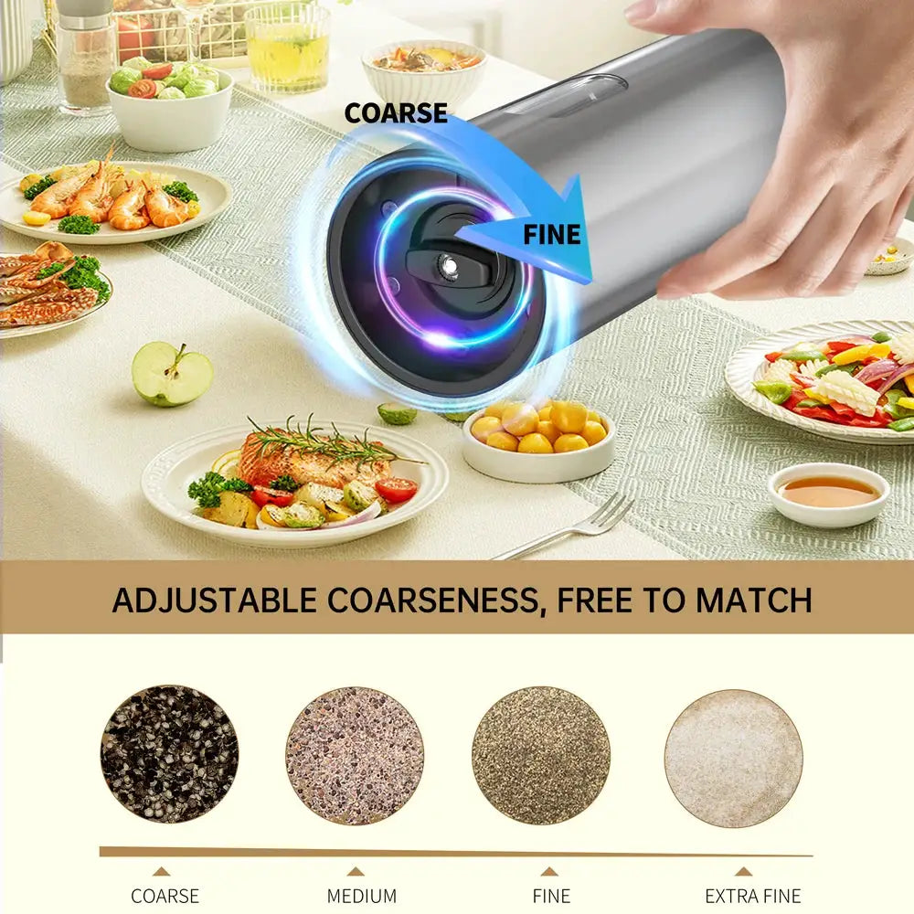 Salt And Pepper Grinder Set | USB Rechargeable | Stainless Steel | 110ml