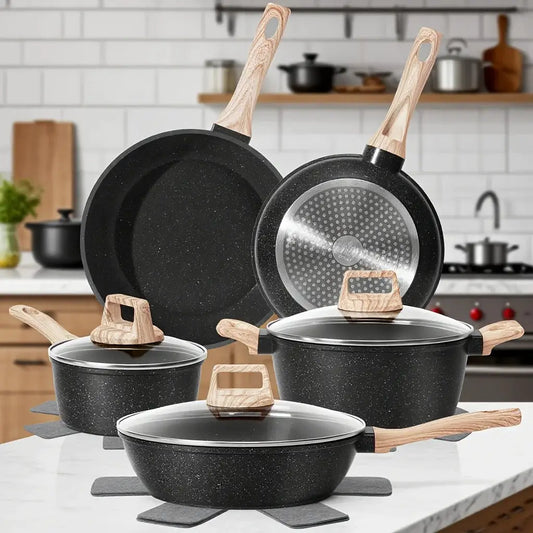 12 Pots And Pans Set Non-stick Cookware Set, Cooking Utensils, Non-stick Pans, Granite Cooking Set Including Frying Pans, Frying from PriceLows™
