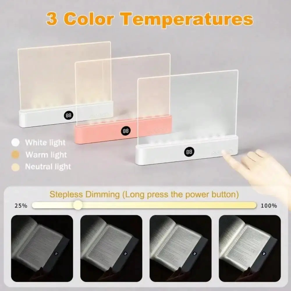 Book Light, Rechargeable Clear LED Flat Reading Light With & Timer, Dimmable Panel Plate Lamp Book Full Page Light For Reading In Bed At Night,Funny Gifts For Readers from PriceLows™