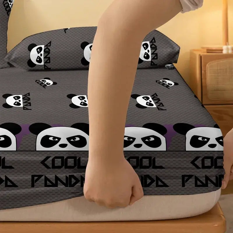 1 Cartoon Cute animal panda printed matte Fitted Sheet, bedroom printed bed cover, bedding (excluding pillowcases) from PriceLows™