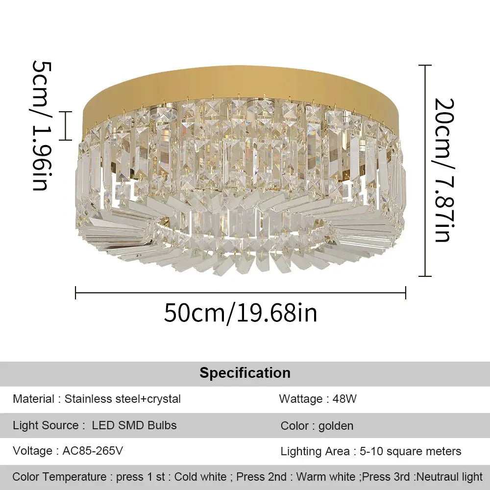 Crystal Ceiling Lamp Living Room Gold Luxury Modern Chandeliers Decoration Led Ceiling Lights Lighting Fixture Diameter 40 50cm from PriceLows™