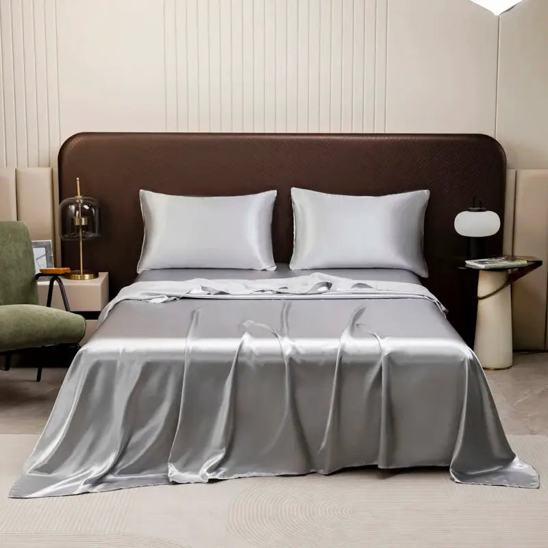 Satin Silk Bed Sheet | 60 Fabric Count | Solid Color | Twin Queen King