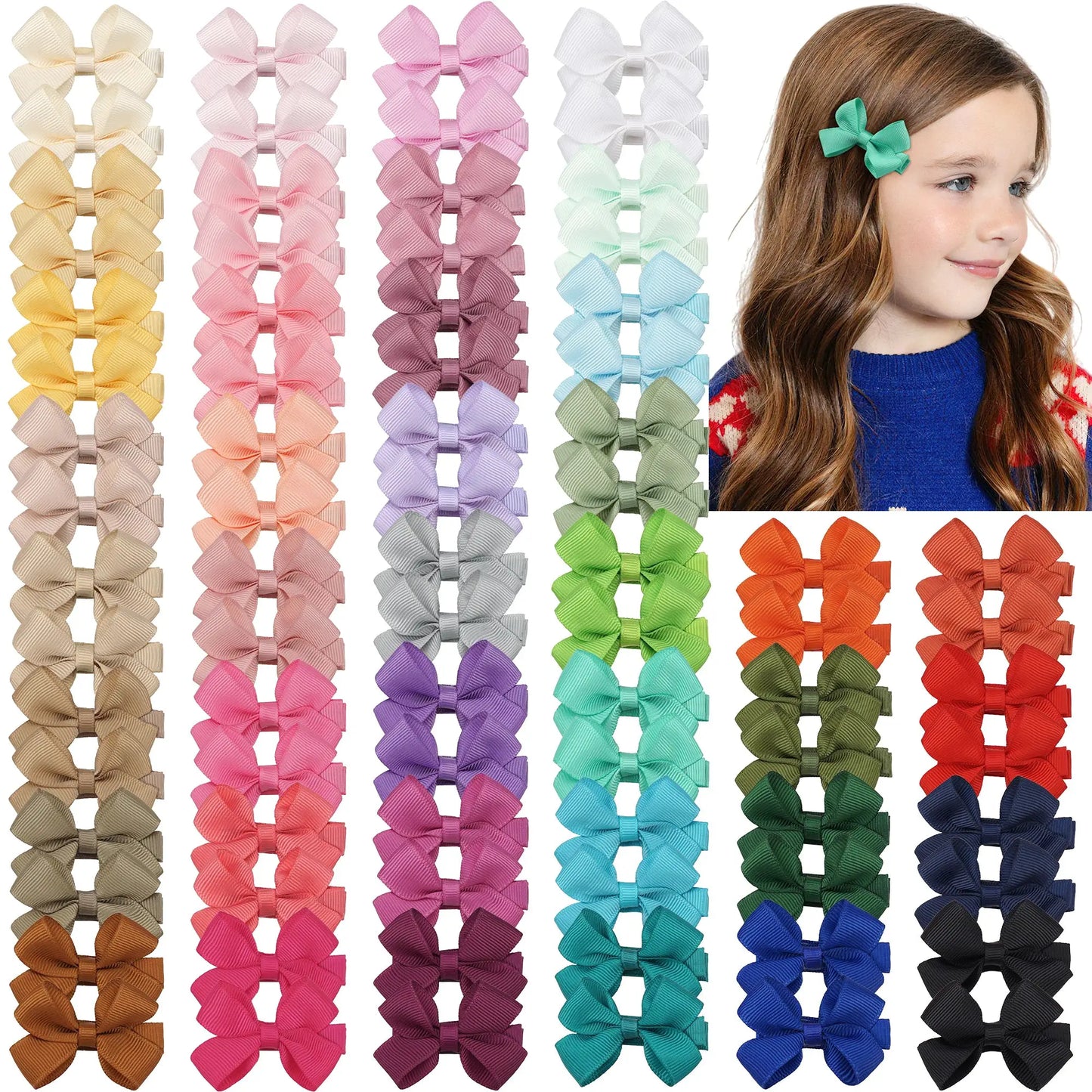 Baby Hair Bows | 2 Inch Fully Covered | 10 Piece Set | Polyester