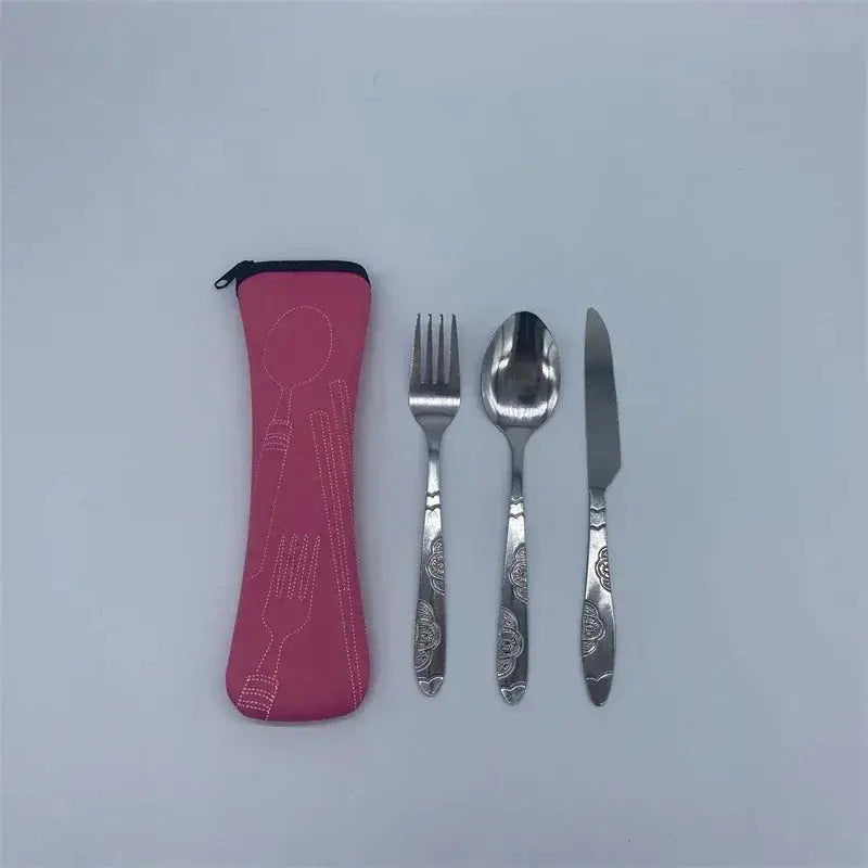 7/3 Pcs Stainless Steel Outdoor Camping Tableware Set Of Pieces Western Food Steak Knife Fork Spoon Creative Cloth Bag Portable from PriceLows™