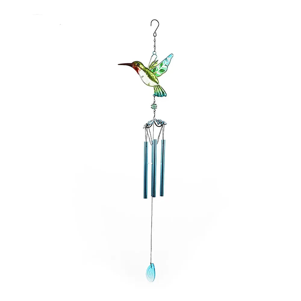 Wind Chime Hummingbirds Dragonflies Metal Glass Painted Crafts Hanging Pendants Bell Aluminum Pipe Home Courtyard Hanging Decors from PriceLows™