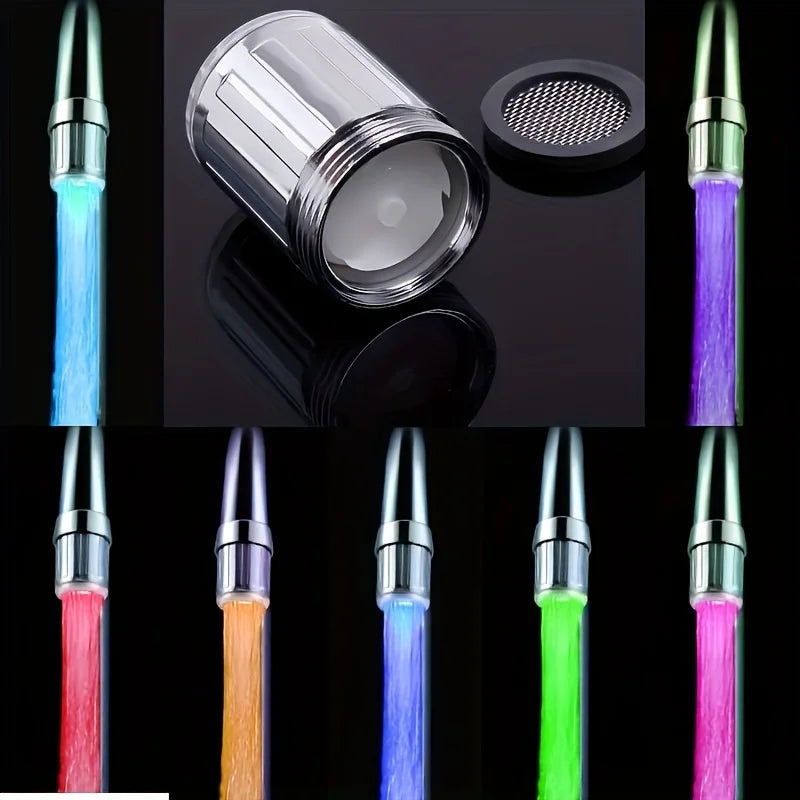 LED Faucet Aerator | 7 Color Temperature | Water Powered Glow | Plastic Adapter