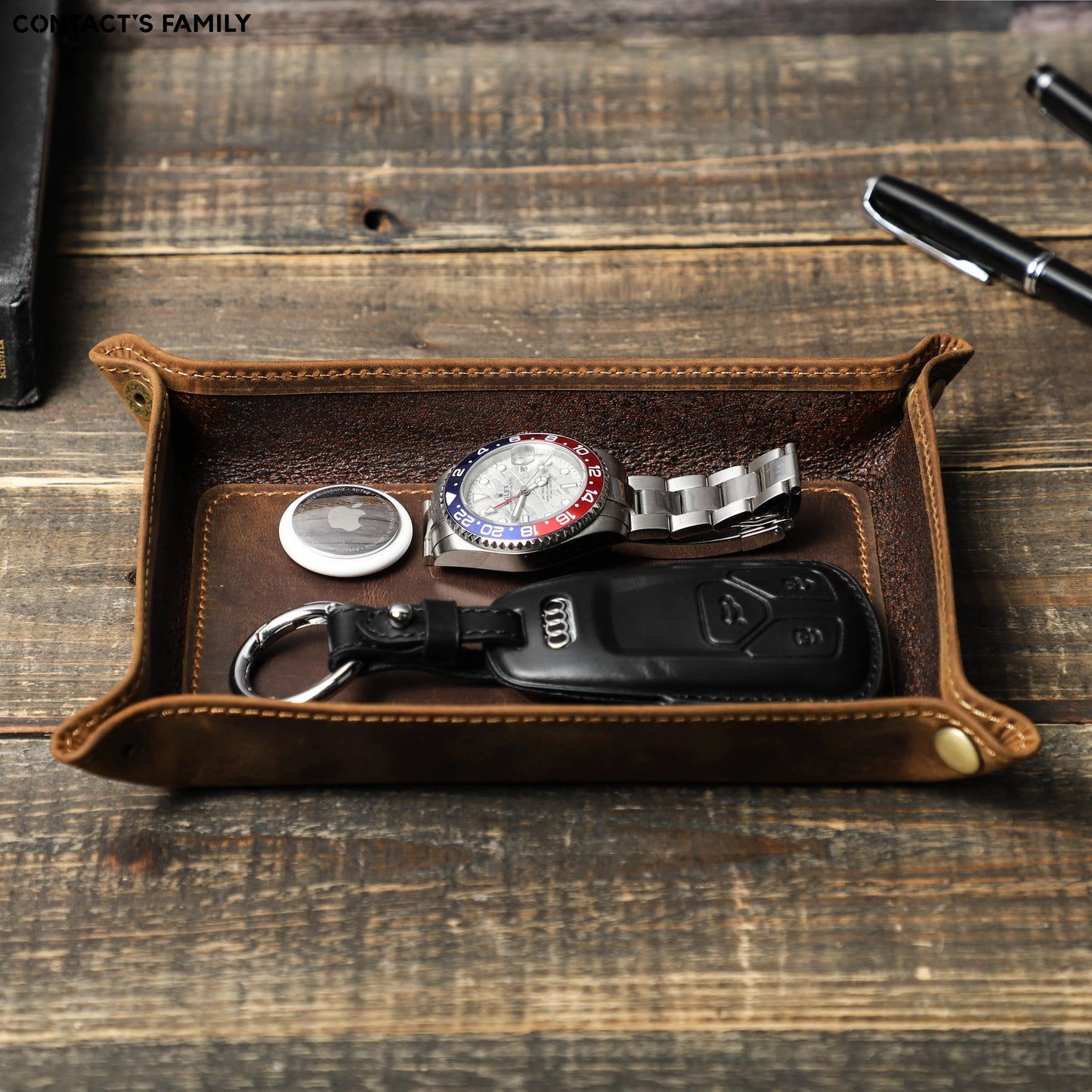 Leather Desk Tray Organizer | Leather | Cosmetics Jewelry Storage | Coffee