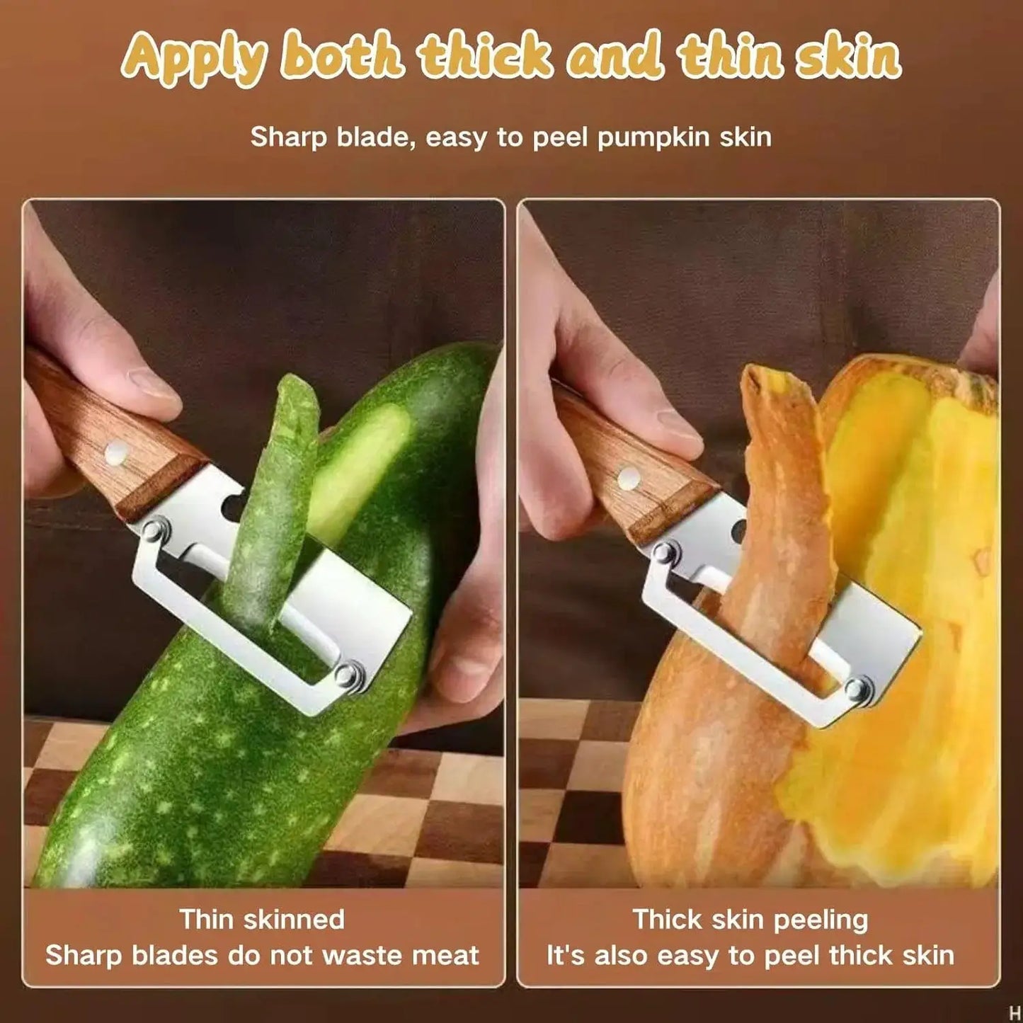2 PCS Multi-Functional Kitchen Peeler, Vegetable Peeler, Wooden Kitchen Tool, Premium Wooden Handle - Stainless Steel Single Blade & Built-In Bottle Opener, Suitable for Peelable Vegetables & Fruits from PriceLows™