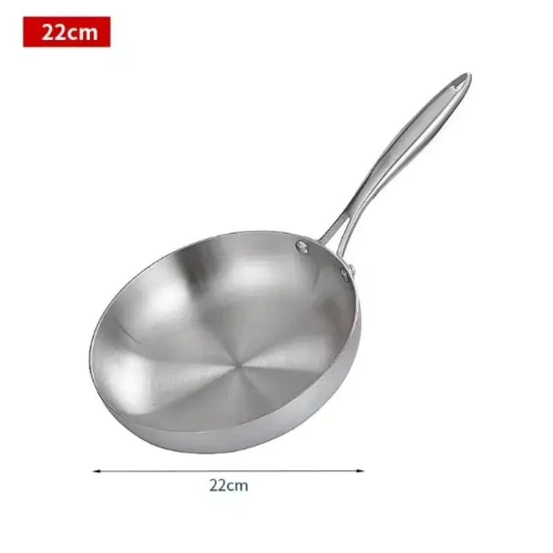 Stainless Steel Frying Pan | 304 Stainless Steel | Induction And Gas Compatible