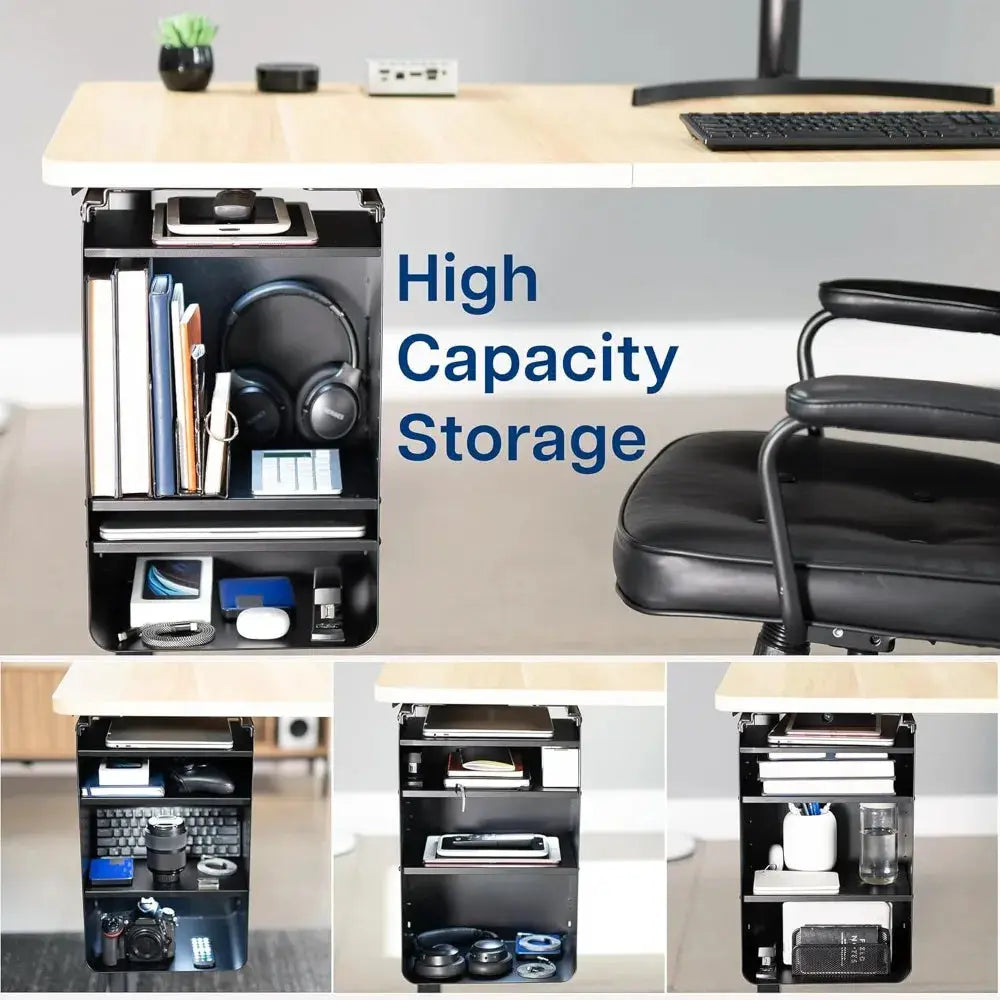 Under Desk Storage Cabinet, High acity Shelving Unit with Height Adjustable Shelves, Holds 44 lbs, Black, DESK-SC01 from PriceLows™