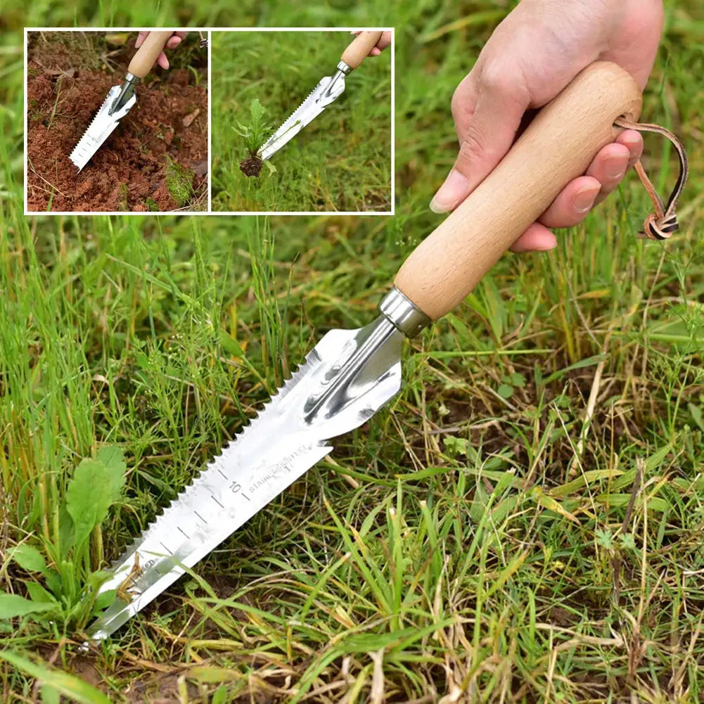 5 In 1 Hand Weeder | Premium Garden Tool | Wooden Handle | Transplanting Digging