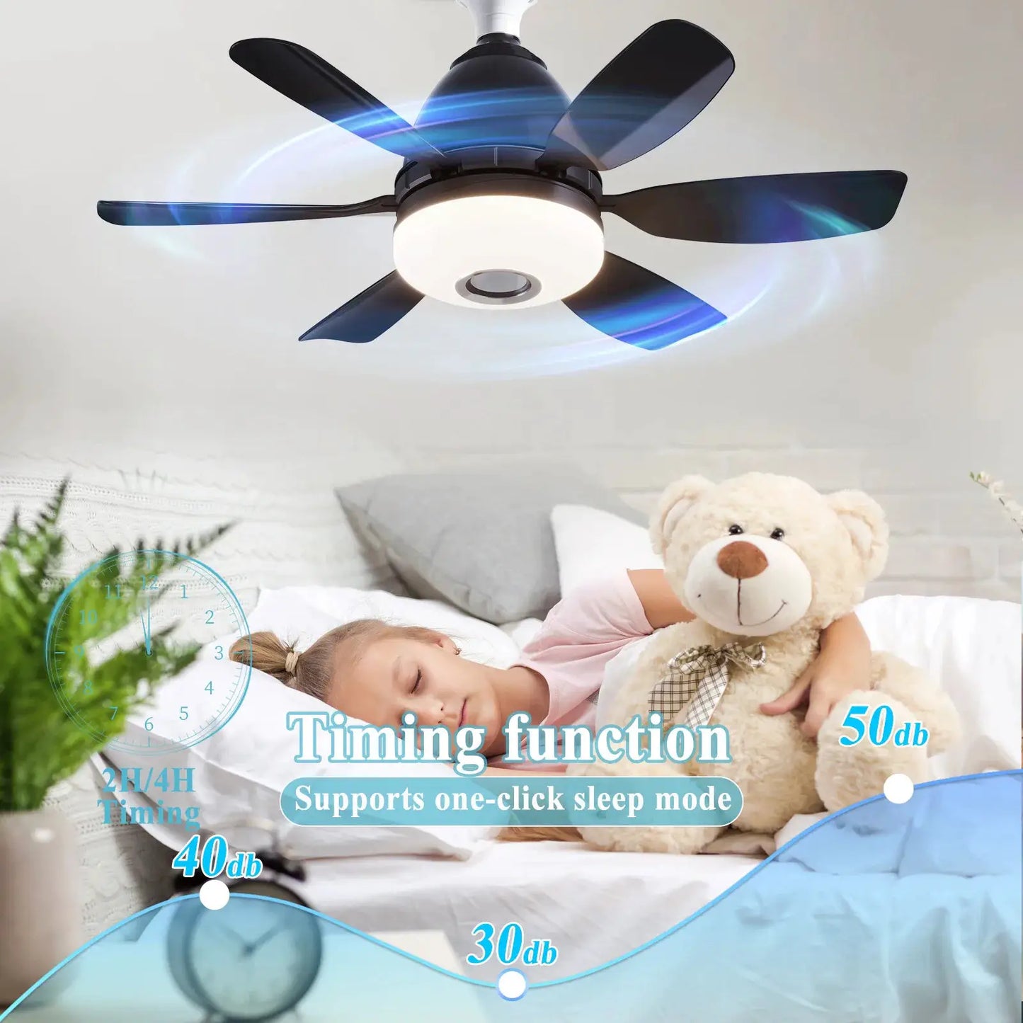 Ceiling Fan | E27 Base | RGB LED Light Bluetooth Speaker