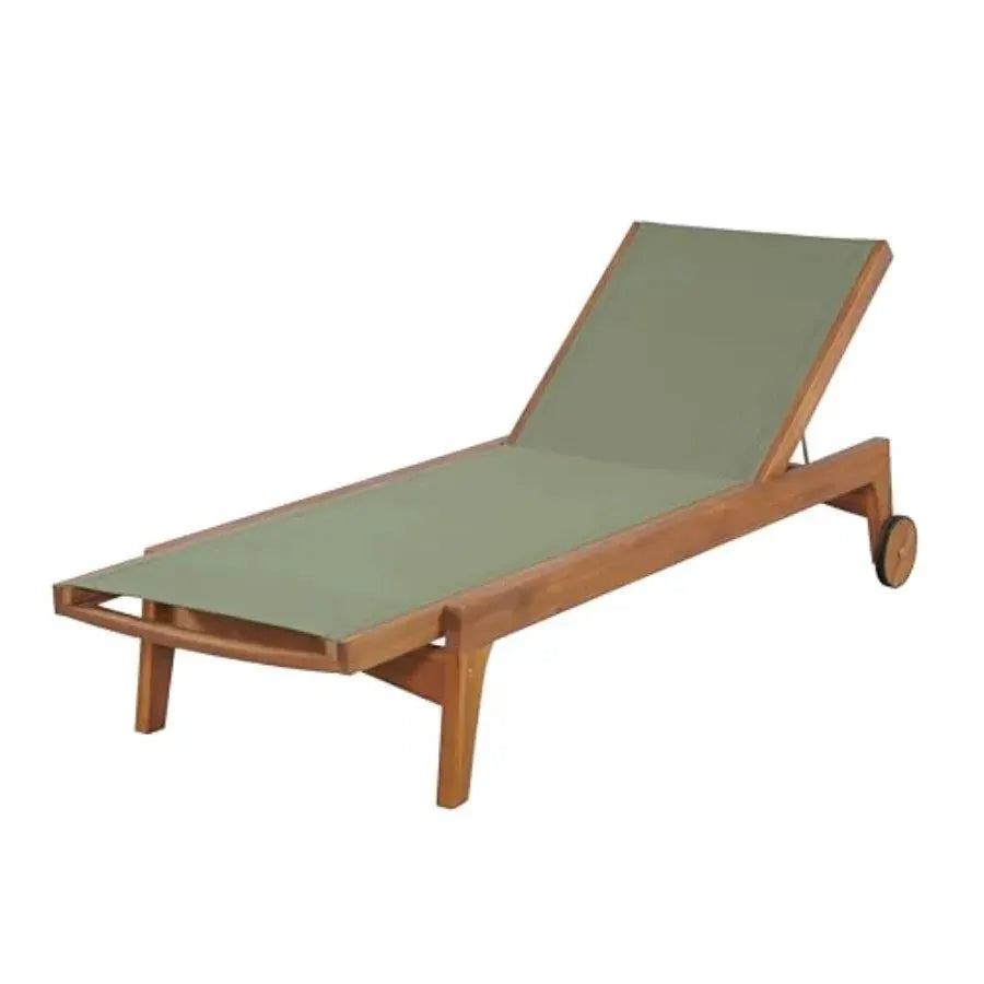 Tristy Chaise Lounge Chair Outdoor, Acacia Wood Frame Sunbathing Pool Lounger, Adjustable Backrest Single Lounge Sofa, Patio Lo from PriceLows™