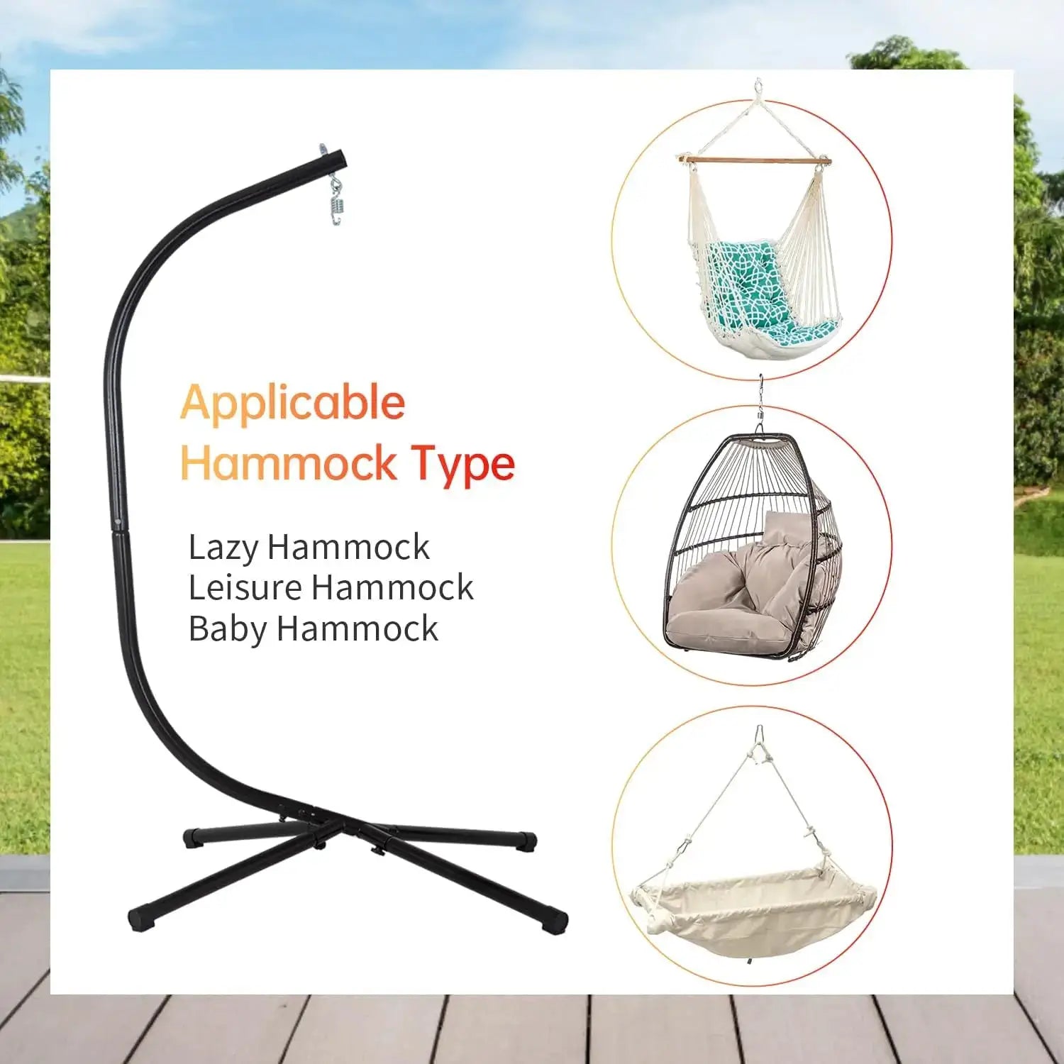 Outdoor Hanging Hammock Chair Stand with 360 Rotation, Heavy Duty Steel Frame Supports 400 LBS for Porch Swing from PriceLows™
