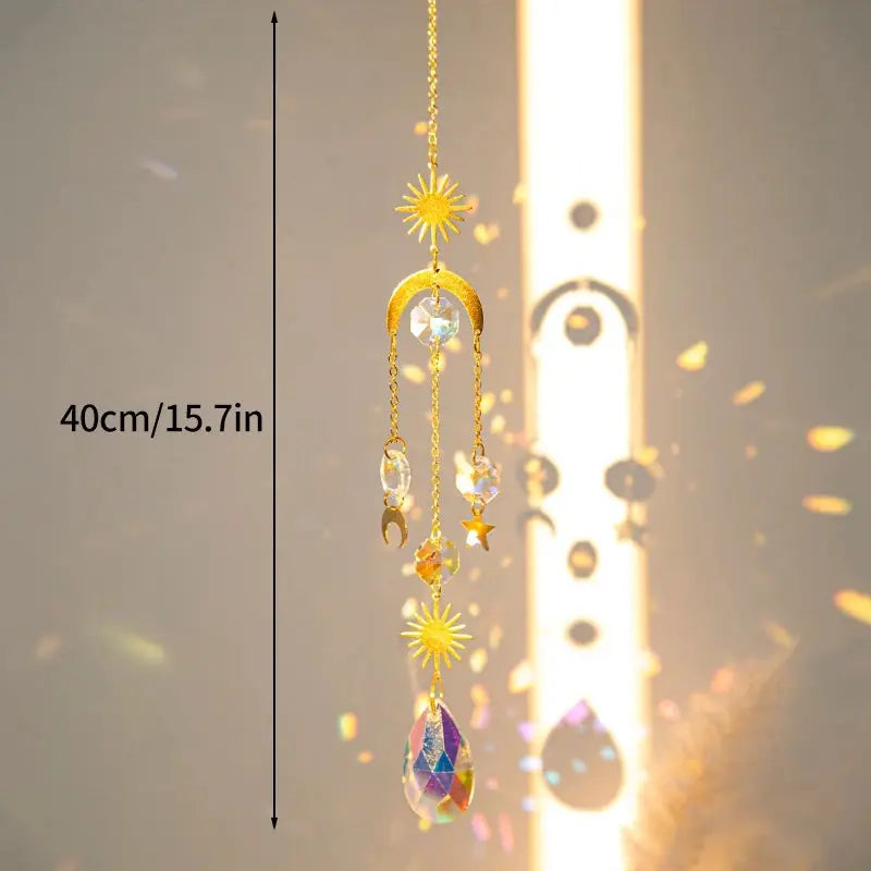 Crystal Suncatcher Moon Star Rainbow Sun Catcher Wind Chime Pendant Sun Catcher Pendants Outdoor Garden Yard Hanging Decor from PriceLows™