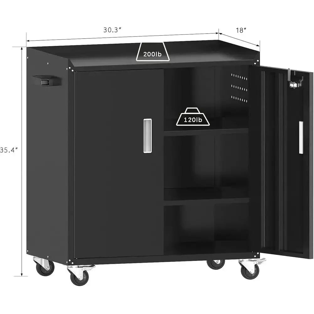 Metal Garage Storage Cabinet with Wheels ，Lockable Rolling Tool Chest on Wheels, Utility Cabinet or Home, Oice, Garage and Works from PriceLows™