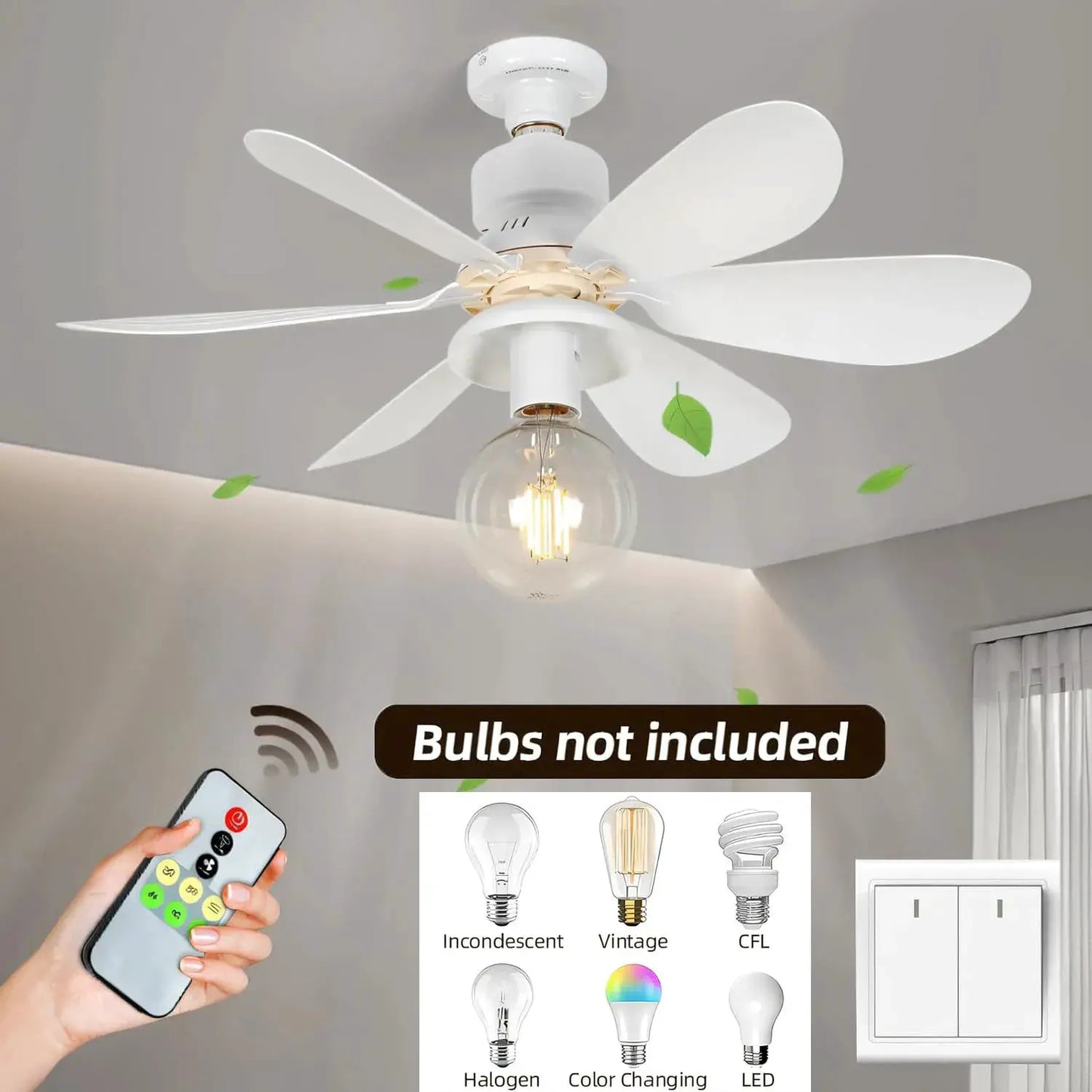 Ceiling Fan With Light | Remote Control | E27 Base | 85-265V