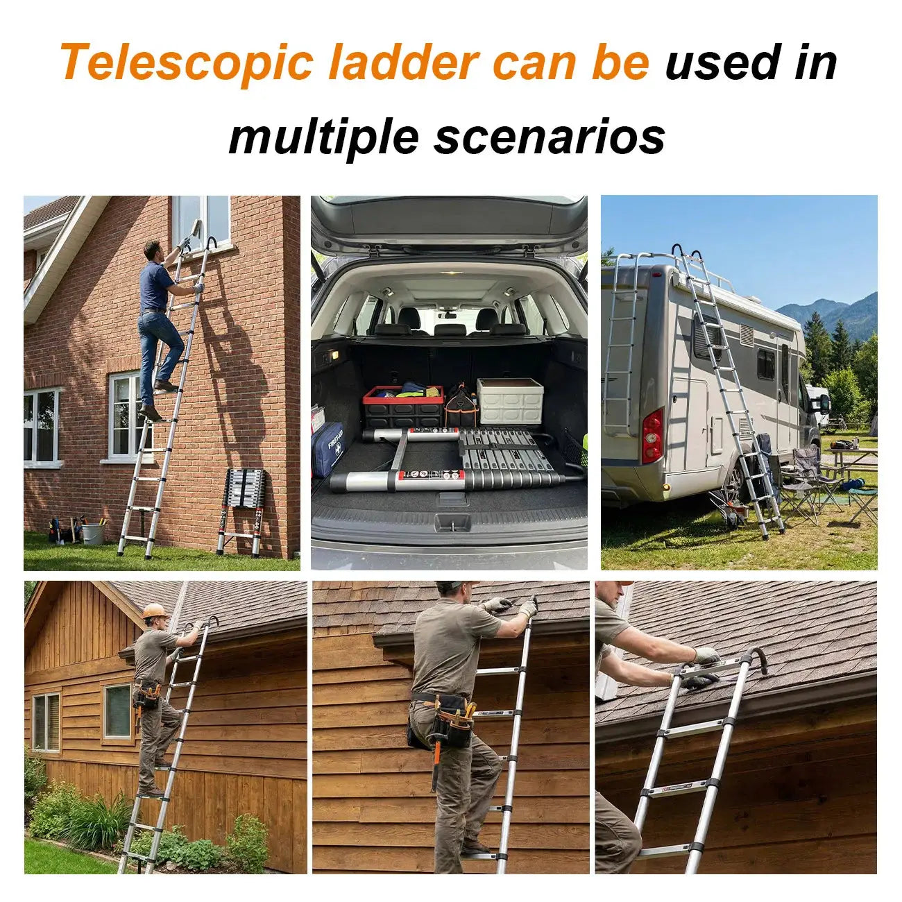 2.6M-5M Extension Ladder Stainless Steel Sturdy and Stable Anti-Slip Feet for Loft Arttic Outdoor EN131 150KG Load Capacity from PriceLows™