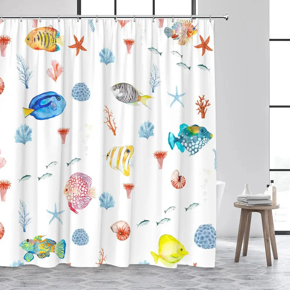 Shower Curtain Cute Cartoon Ocean Animal Print Waterproof Polyester Bath Curtain, Kids Positive Affirmation Dog Bathroom Decor w from PriceLows™