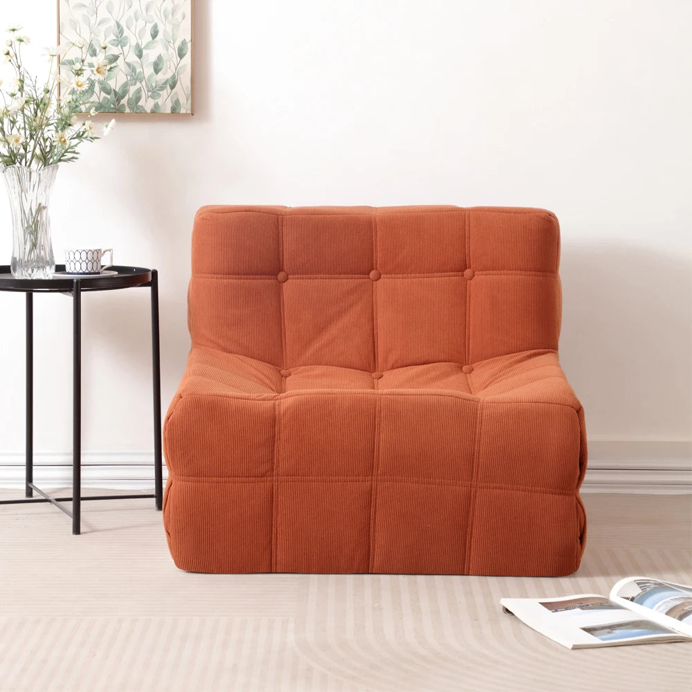 Floor Chair | Plush Corduroy Fabric | Tufted Modular | Single Size