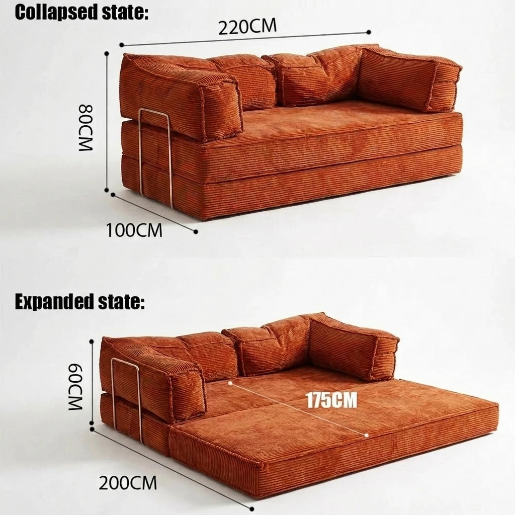 Foldable Sofa Bed | Stainless Steel Armrests | 1.8m, 2m, 2.2m | Living Room