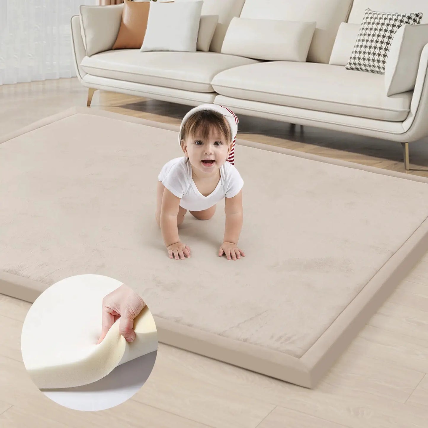 Carpet For Floor 2cm Thick Memory Foam Playpen Mat With Non-slip Bottom For Living Room Soft Velvet Minimalist Carpet Kids Rugs from PriceLows™