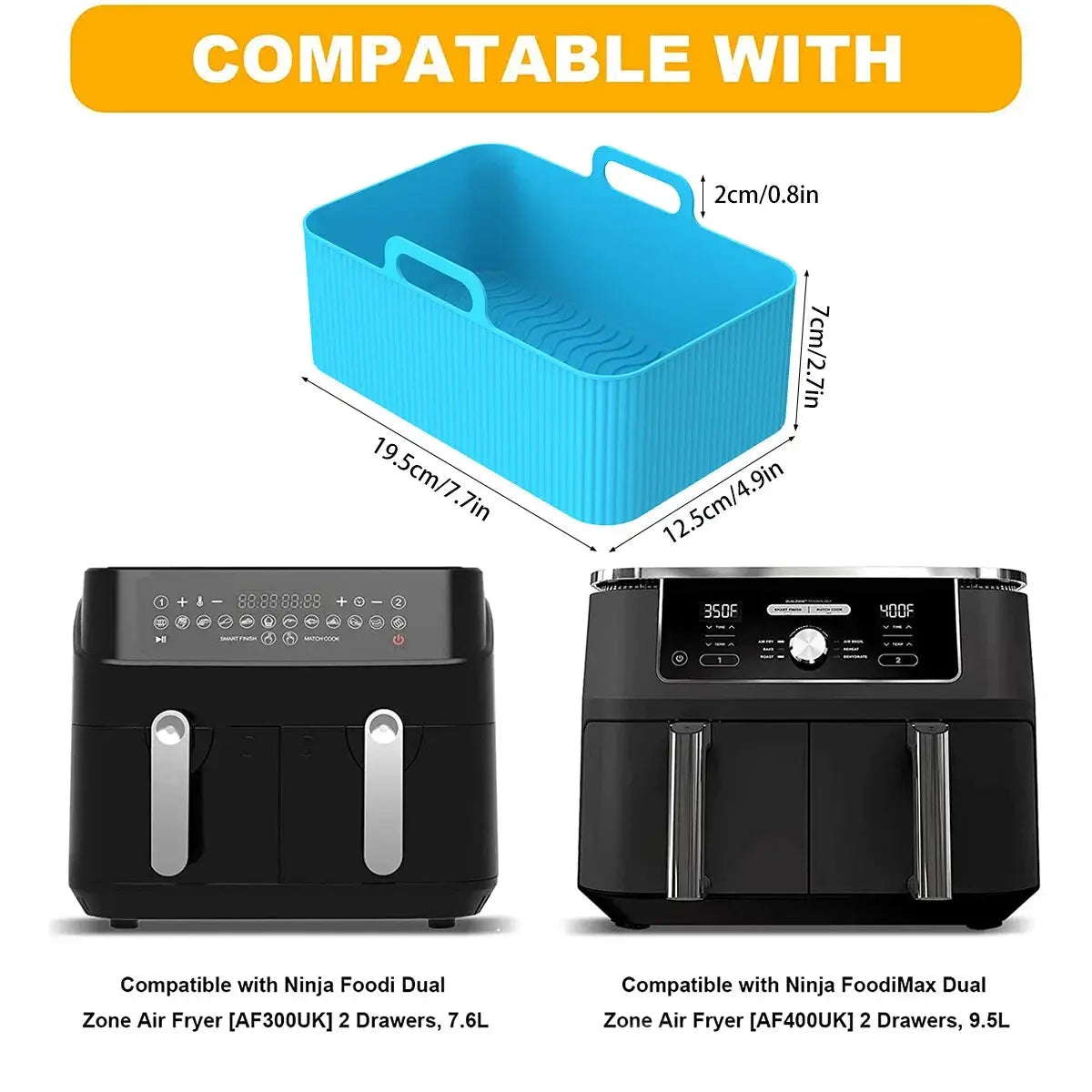 Air Fryer Silicone Liner | Ninja Dual Compatible | Food-Grade Silicone | 2 Pack