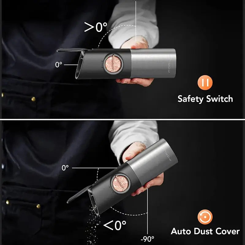 Electric Salt And Pepper Grinder Set | Gravity Sensor | Rechargeable | One Hand