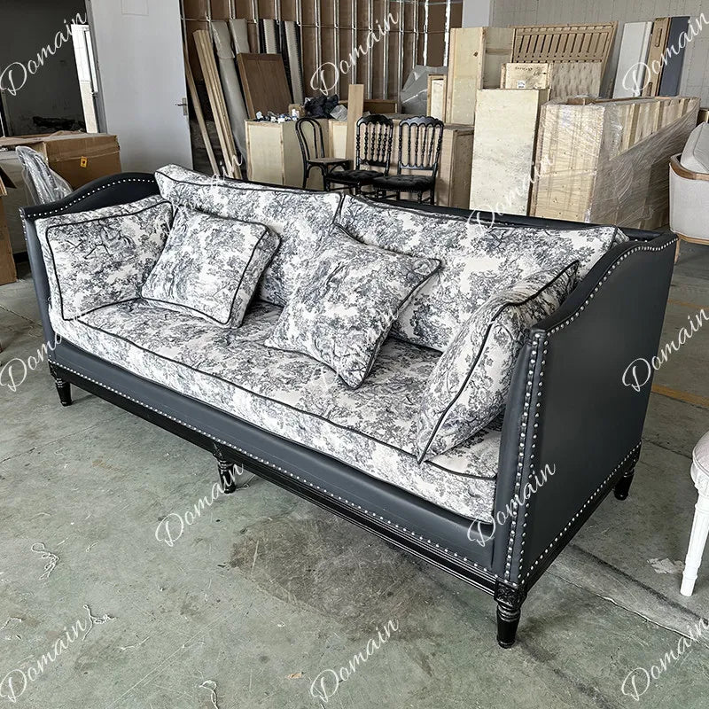 Sofa | Three Seater | Printed Fabric Upholstery | Modern Moroccan Style