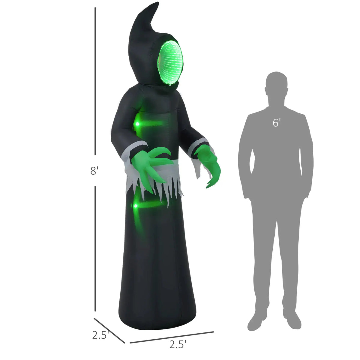 Inflatable Outdoor Ghost | Halloween Mirror Face | 8 Foot Height | Yard Decor