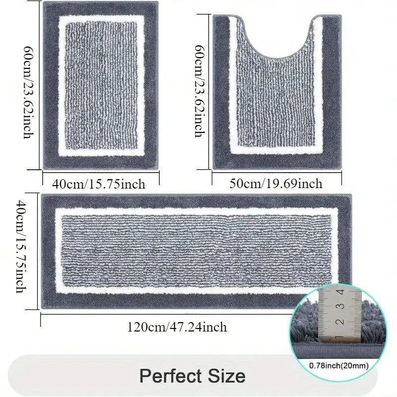 Washable Microfiber Bathroom Rugs Set 3pcs/set Non Slip Absorbent Bath Mats for Bathroom Floor / Shower Mat/ Bathroom Rug/욕실 카펫 from PriceLows™